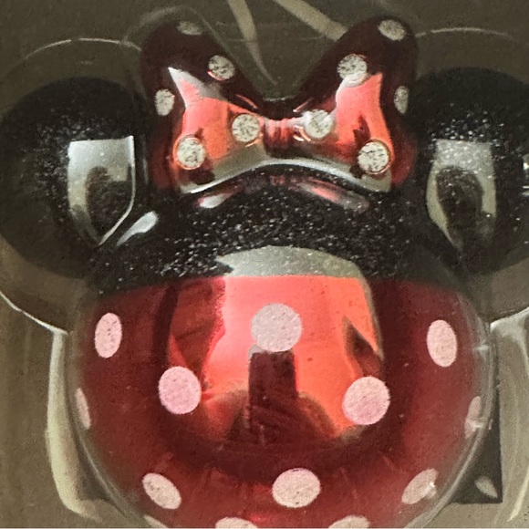 NWT-Set of 2 Hallmark Mickey & Minnie Mouse Icon Ears Blown Glass Ornaments - Picture 4 of 7